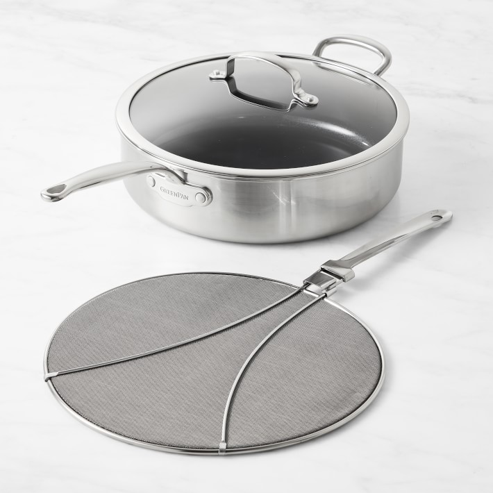 GreenPan Premiere Stainless-Steel Ceramic Nonstick 4-Qt. Saute Pan with Splatter Screen