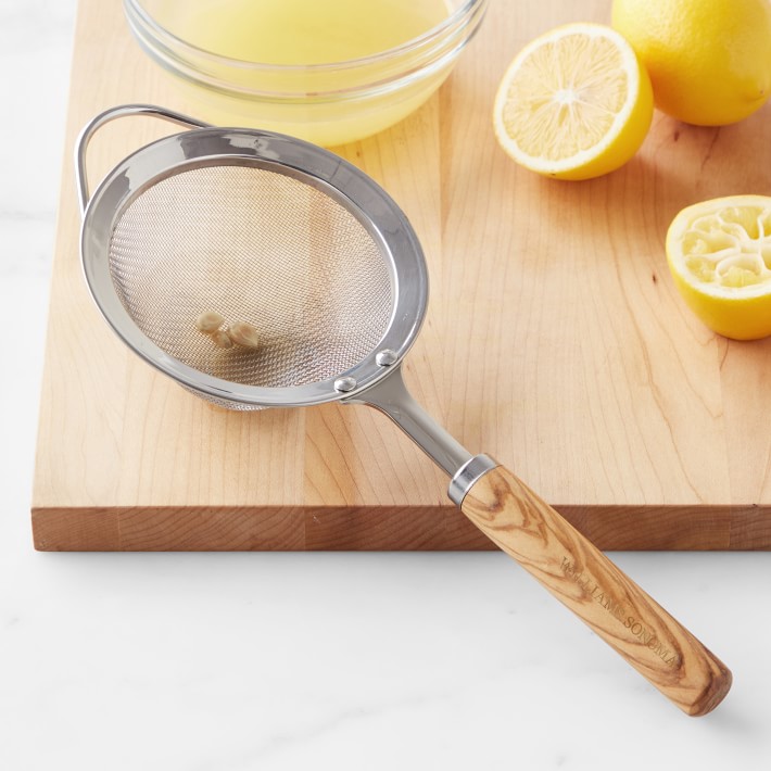 Stainless-Steel Handheld Strainer with Olivewood Handle