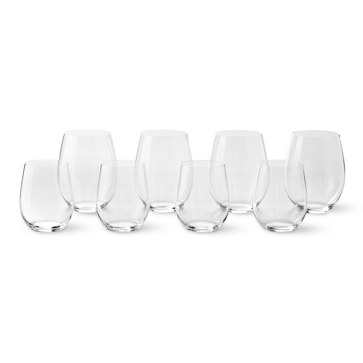 Riedel "O" Stemless Mixed Chardonnay & Cabernet Wine Glasses, Pay-6 Get 8 Set