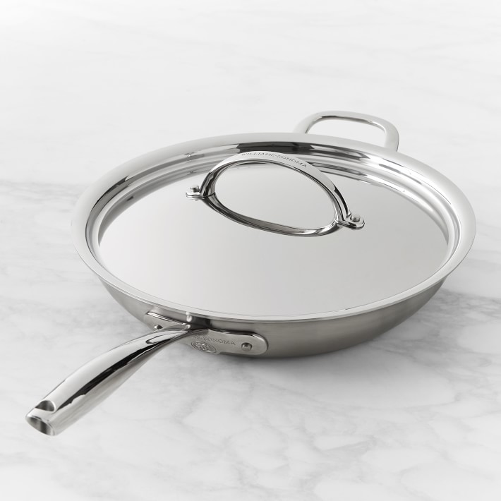 Signature Thermo-Clad Brushed Stainless-Steel Nonstick Covered Fry Pan