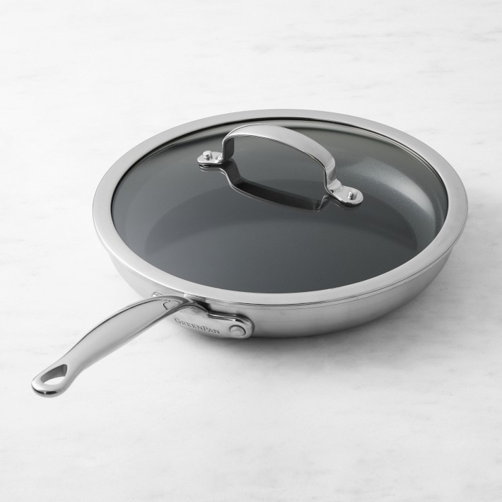 GreenPan Premiere Stainless-Steel Ceramic Nonstick Covered Fry Pan, 10"