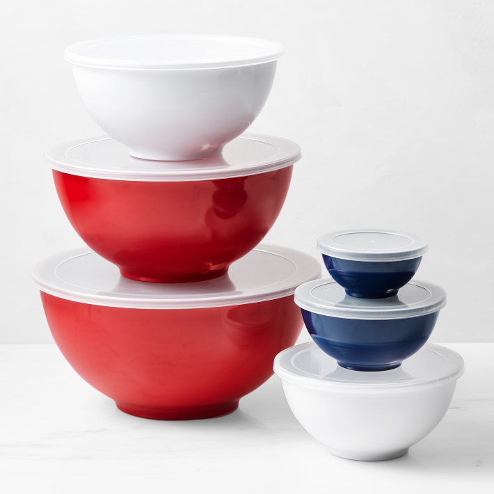 Red, White & Blue Melamine Mixing Bowls, Set of 6