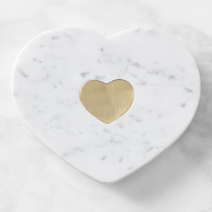 Heart Trivet Marble and Brass