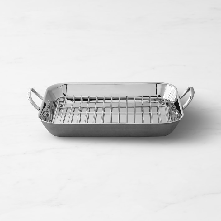 Thermo-Clad Stainless-Steel Flared Roasting Pan with Rack