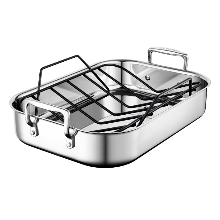 Le Creuset Stainless-Steel Roasting Pan with Nonstick Rack