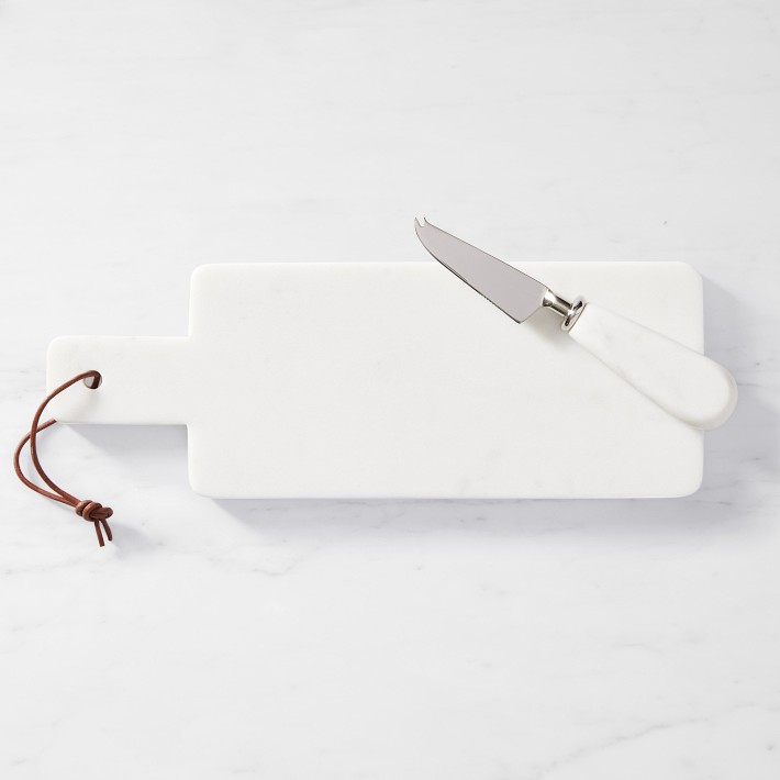 x Mark & Graham Marble Rectangular Cheese Board with Cheese Knife