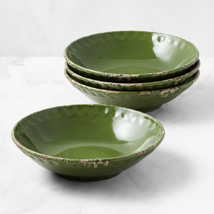 Rustic Ceramic Pasta Bowls, Set of 4