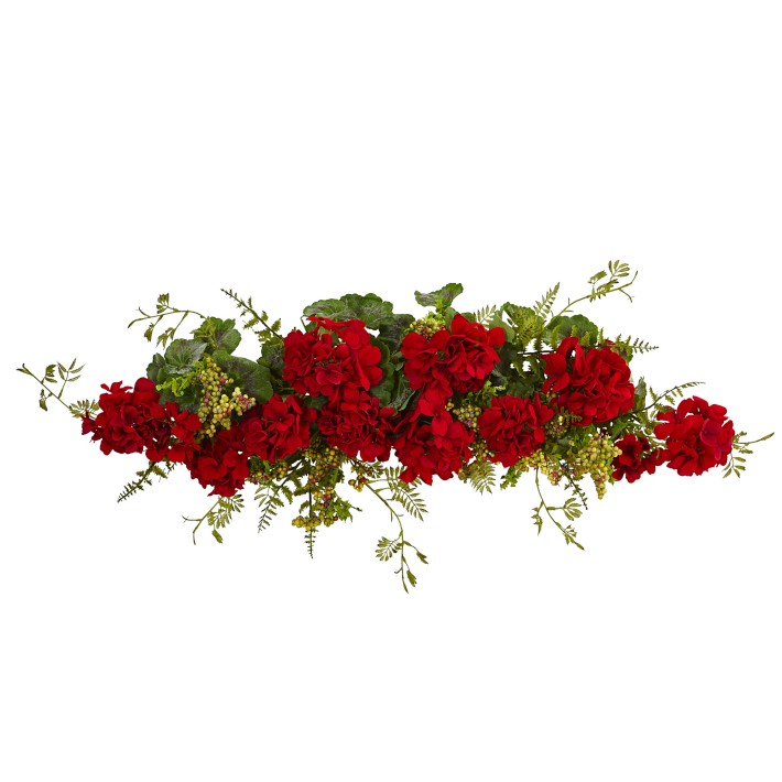 Faux Geranium and Berry Swag, 32"