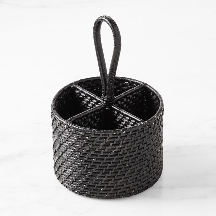 Black Hapao Round Flatware Caddy