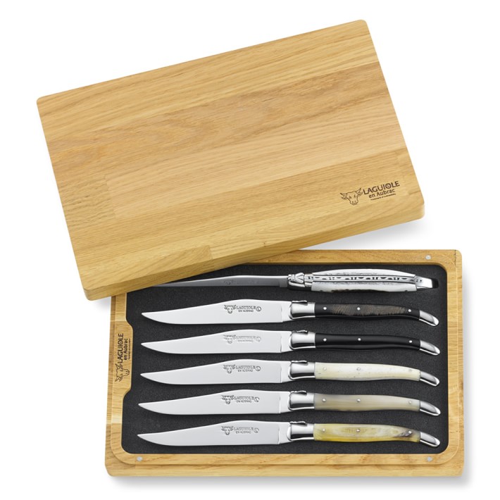 Laguiole en Aubrac Mixed-Horn Steak Knives, Set of 6