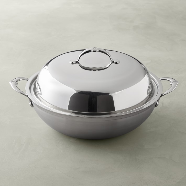 Hestan ProBond Professional Clad Stainless-Steel Covered Wok with Helper Handles, 14"