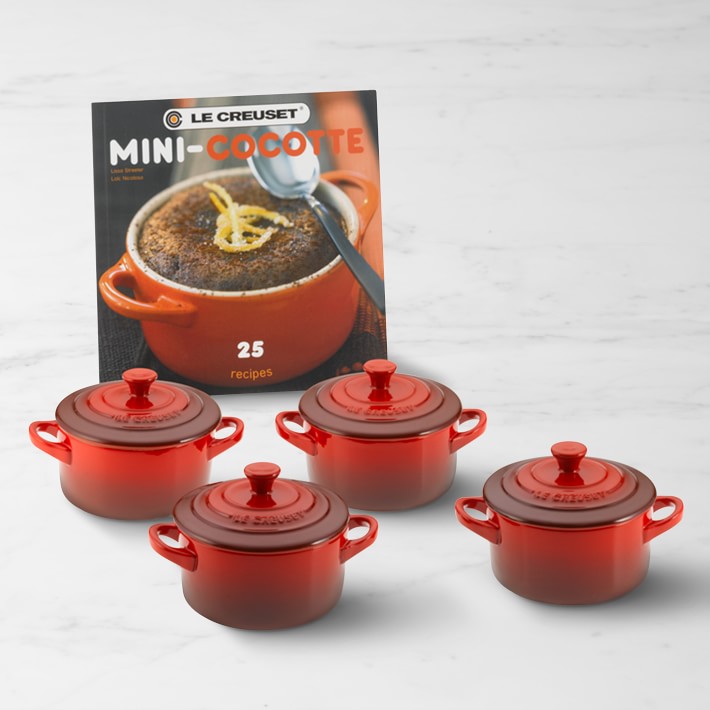 Le Creuset Stoneware 4-Piece Mini Cocotte Set with Cookbook