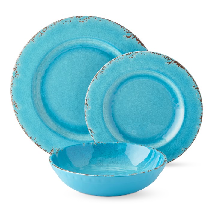 Rustic Outdoor Melamine Turquoise Dinnerware Collection