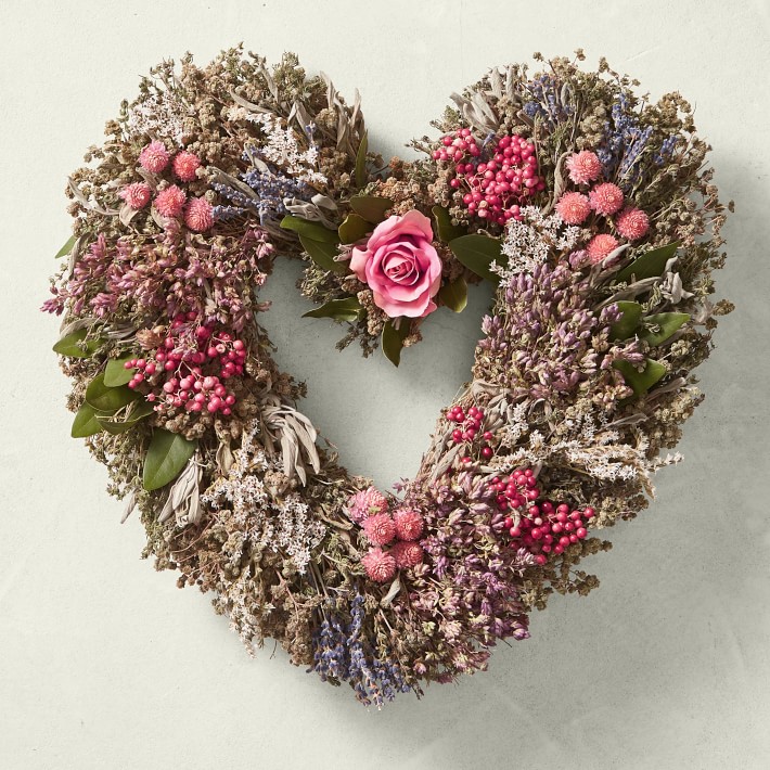 Pink Rose Garden Heart Live Wreath