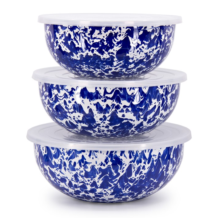 Golden Rabbit Enamel Mixing Bowls, Set of 3