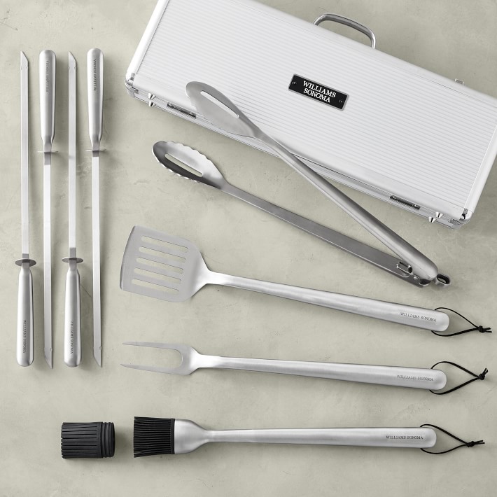 4-Piece BBQ Set in Case, Stainless-Steel Handle and Skewers Pack
