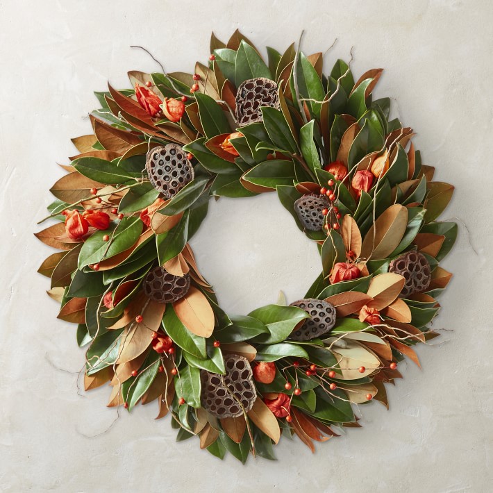 Magnolia Lantern Live Wreath