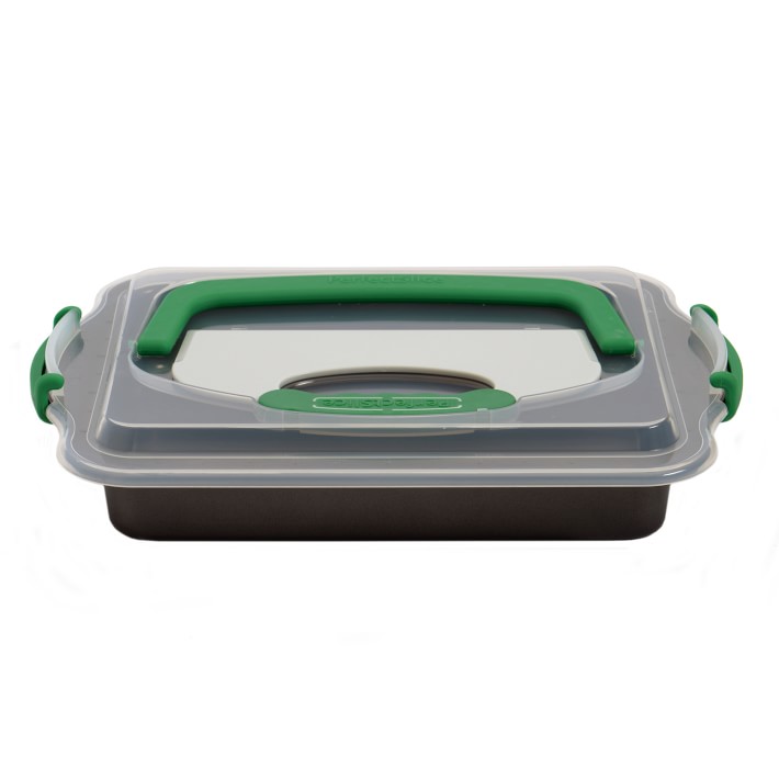 Berghoff Perfect Slice 3-Piece Covered Cake Pan with Tool, Grey