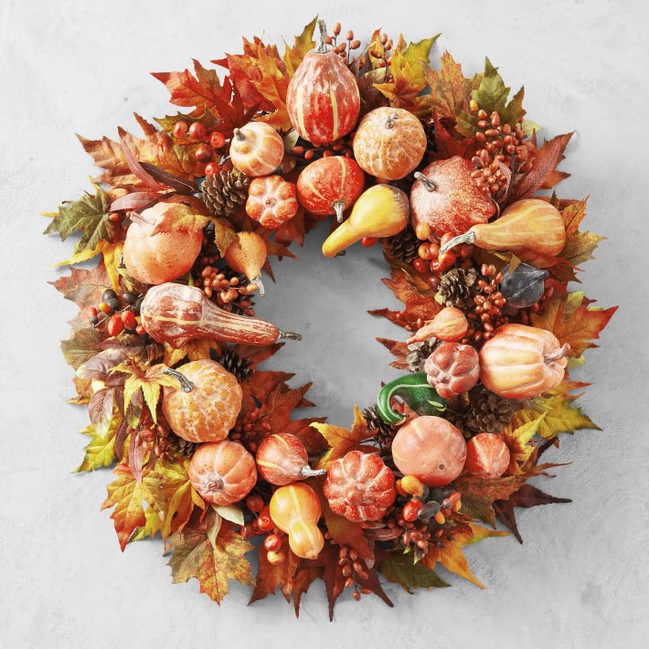 Mixed Pumpkin Faux Wreath, 28"