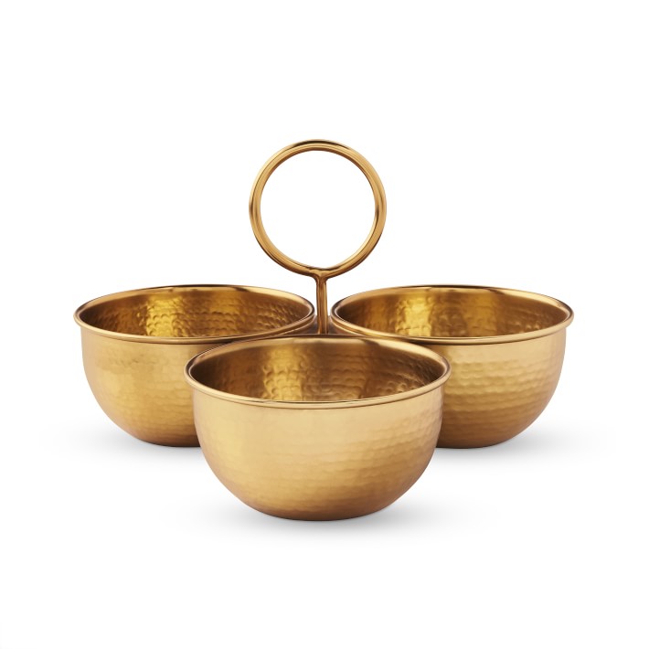 Antique Brass Triple Condiment Set