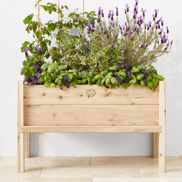 GRO Products Cedar Elevated Garden Bed Planter with Fabric Liner