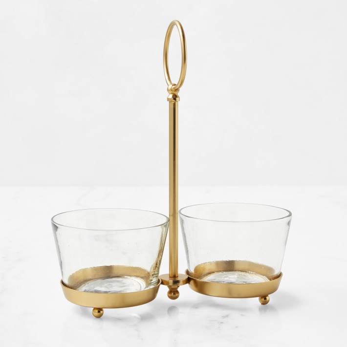Antique Brass and Glass Condiment Dish