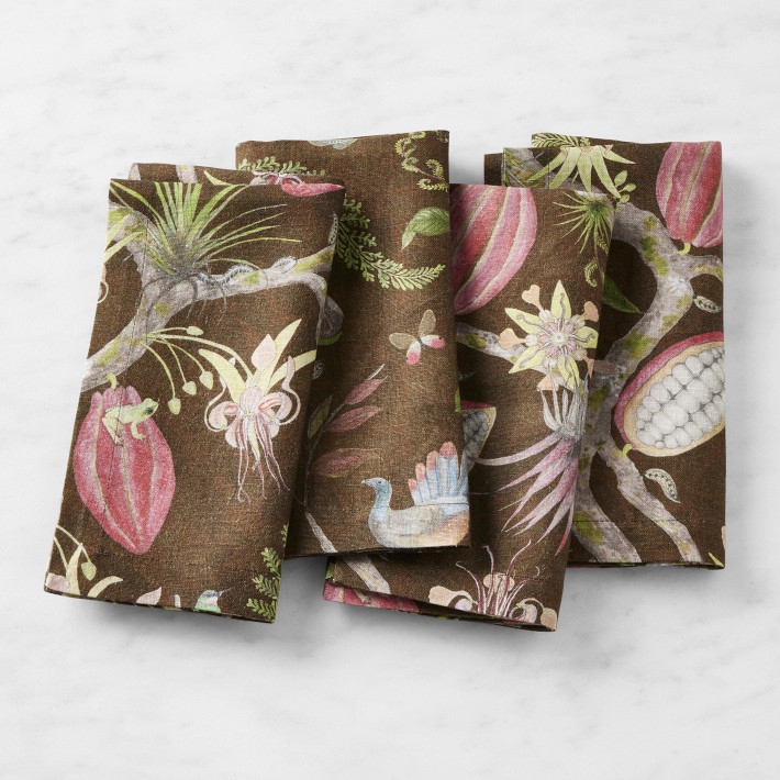Newton Paisley Linen Napkins, Set of 4