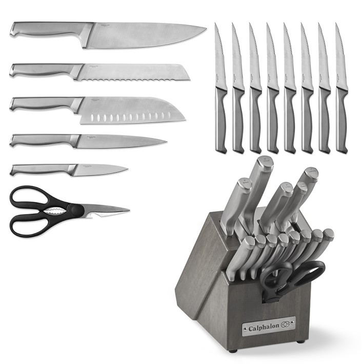 Calphalon Classic SharpIN Stainless-Steel Knives, Set of 15