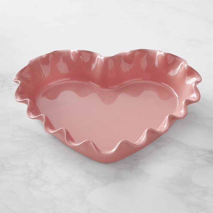 Emile Henry French Ceramic Ruffled Heart Dish