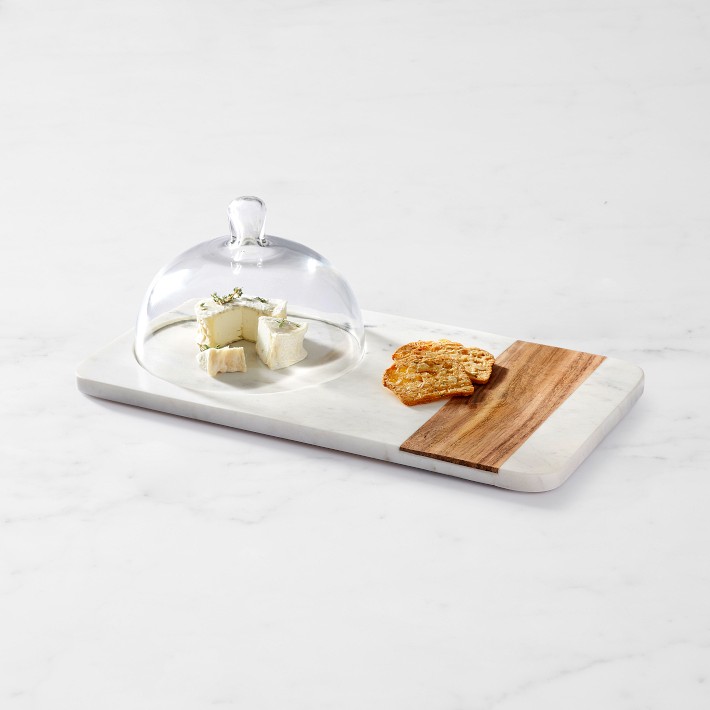 x Mark & Graham Wood & Marble Cheese Board with Cloche