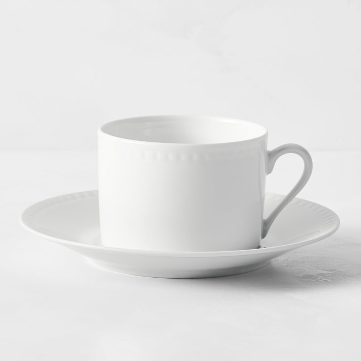 Apilco Beaded Hemstitch Porcelain Cups & Saucers