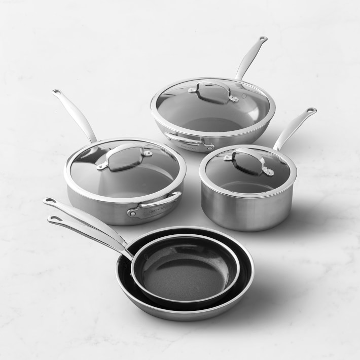 GreenPan Premiere Stainless-Steel Ceramic Nonstick 8-Piece Cookware Set