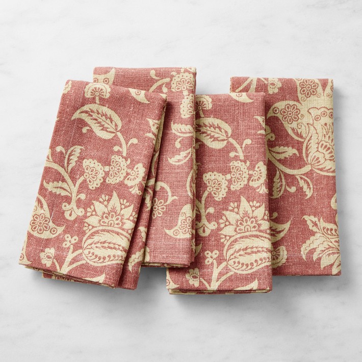 Provenal Floral Napkins, Set of 4, Red