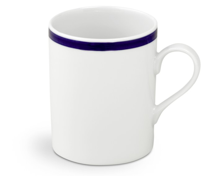 Brasserie Blue-Banded Porcelain Mugs