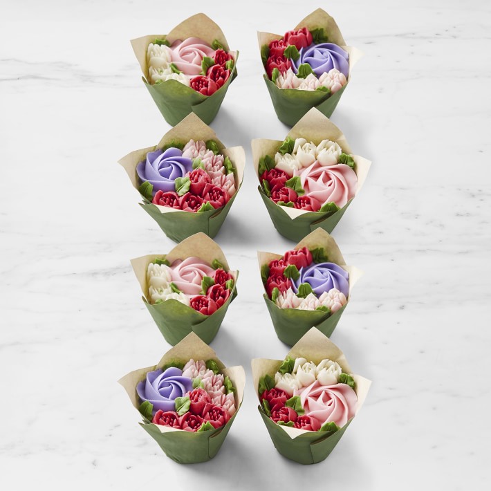 Bouquet of Flowers Chocolate and Vanilla Cupcakes, Set of 8