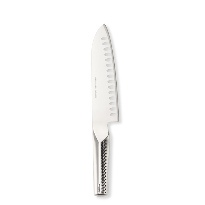 Global Ukon Hollow-Ground Santoku Knife, 7"