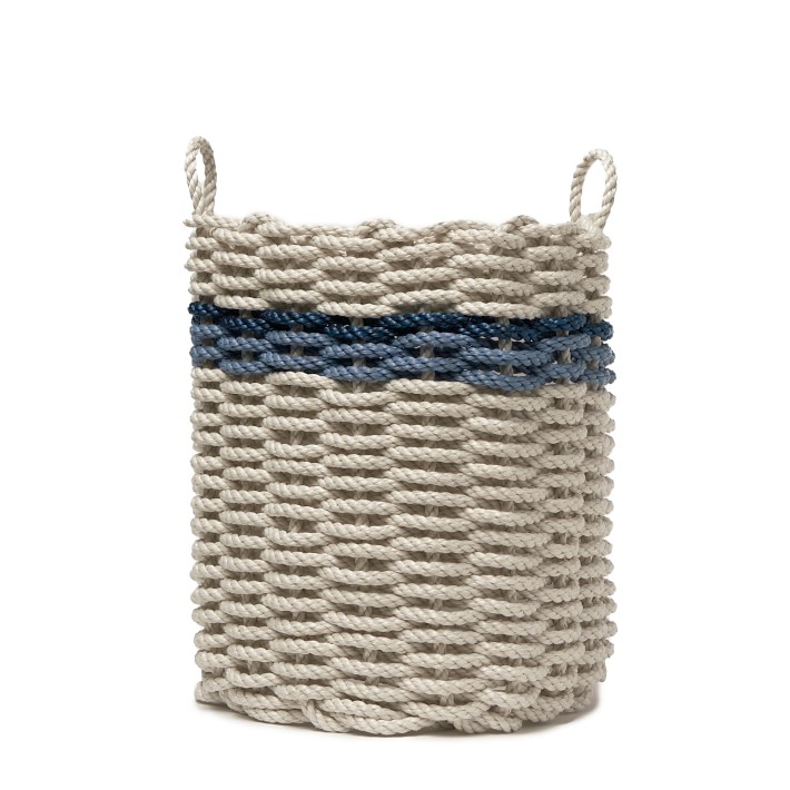 The Rope Co. Oyster with Glacier Bay & Navy Stripes Basket