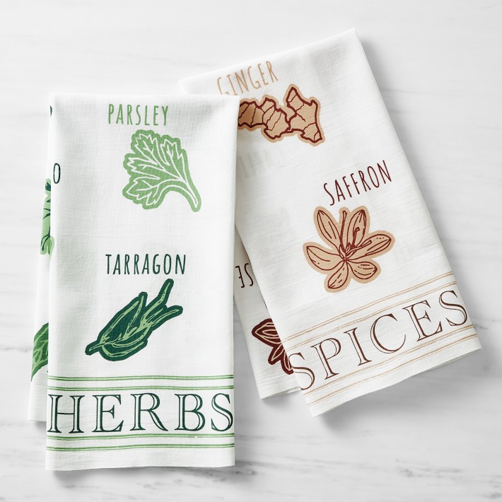 Flour Sack Towels, Herbs & Spices, Set of 2