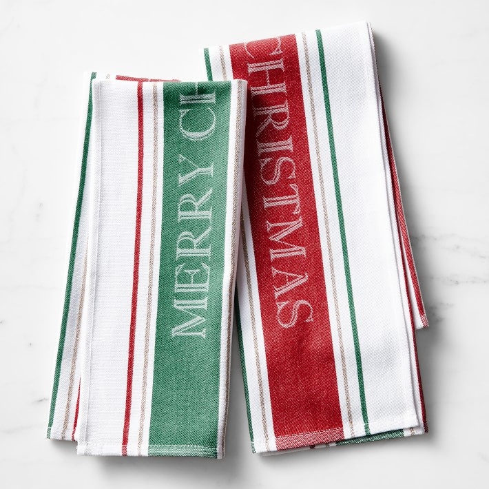 Merry Christmas Jacquard Towels, Set of 2