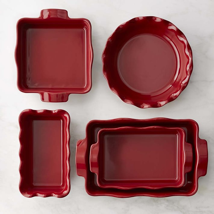 Emile Henry French Ceramic Ultimate 5-Piece Ruffled Bakeware Set