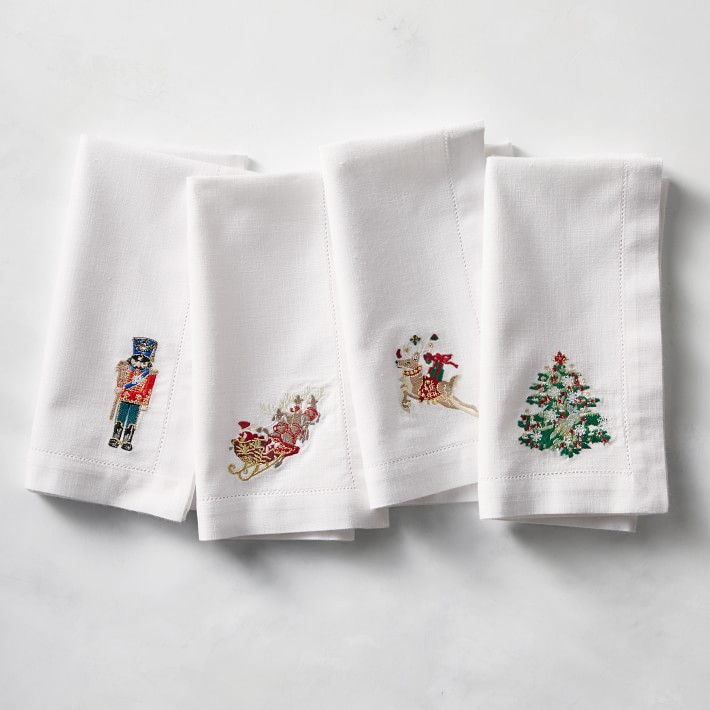 Twas the Night Before Christmas Embroidered Napkins, Set of 4