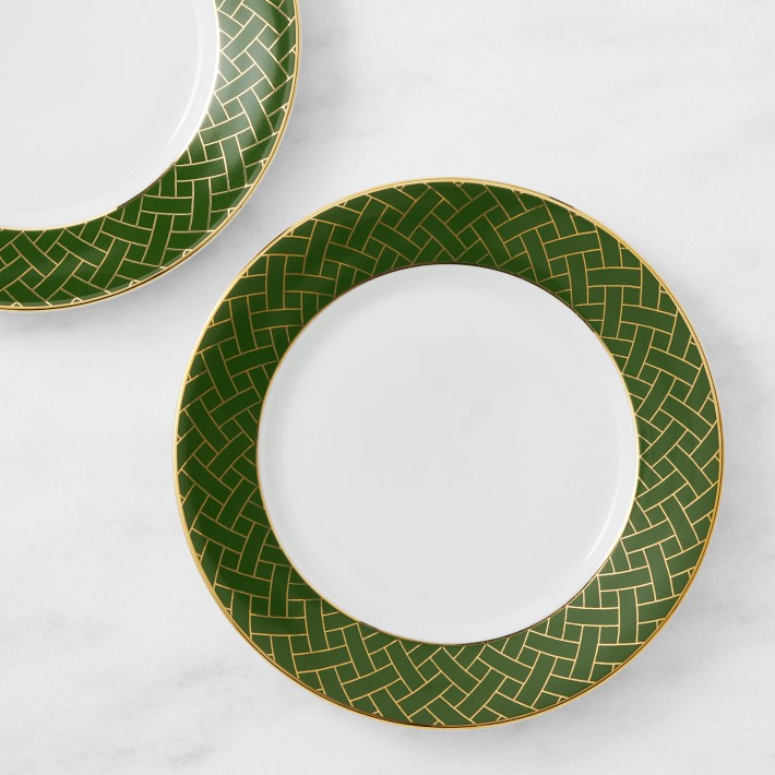 Garden Lattice Salad Plates, Green Rim