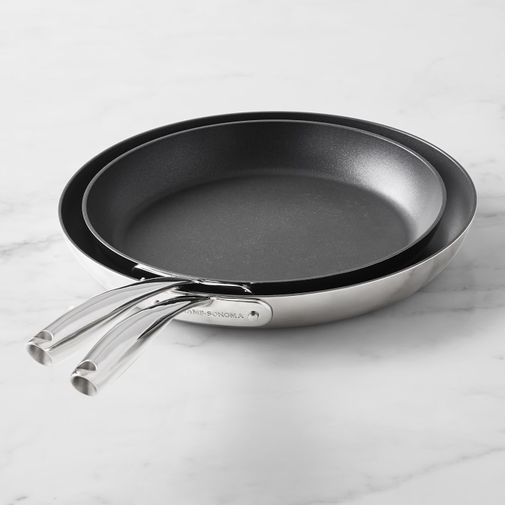 Signature Stainless-Steel Nonstick French Skillets, Set of 2, 10 1\u002F4" & 12"