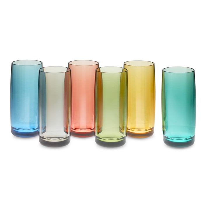 DuraClear Tritan Outdoor Highball Glasses, Multicolored, Set of 6