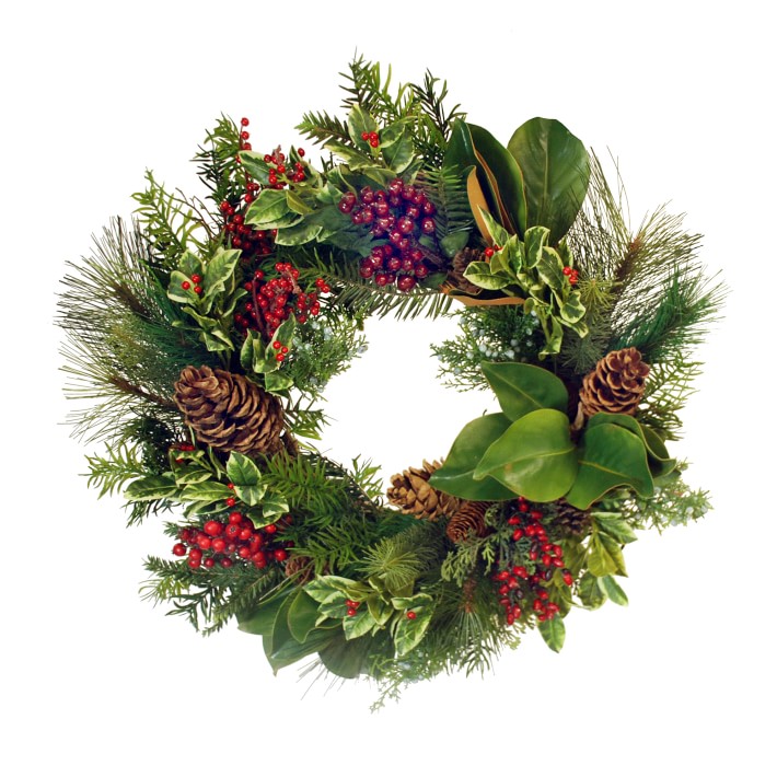 Faux Holly Mix Pine Wreath