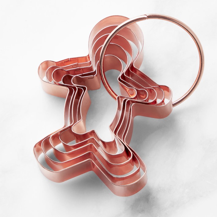 Copper Gingerbread Man Cookie Cutters on Ring, Set of 5