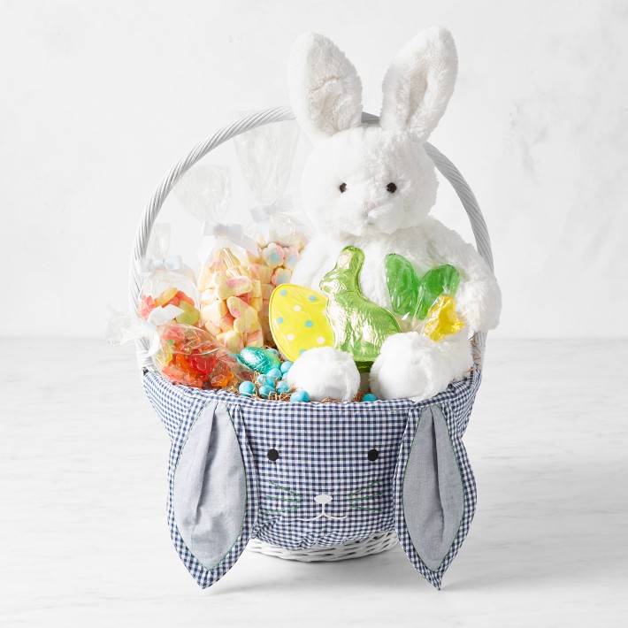 x Pottery Barn Kids Gingham Bunny Face Filled Easter Basket