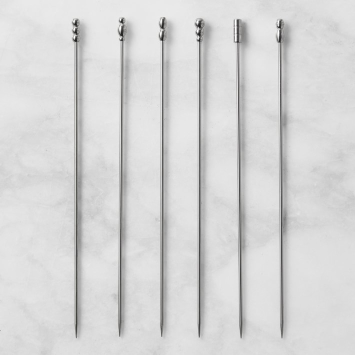 Long Stainless-Steel Cocktail Picks, Set of 6