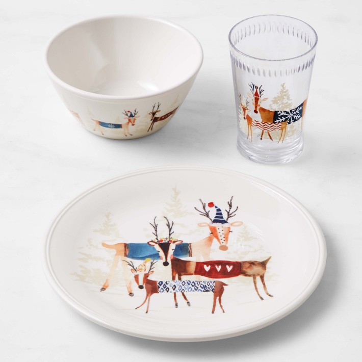 Natale Reindeer Kids Melamine Dinnerware Set