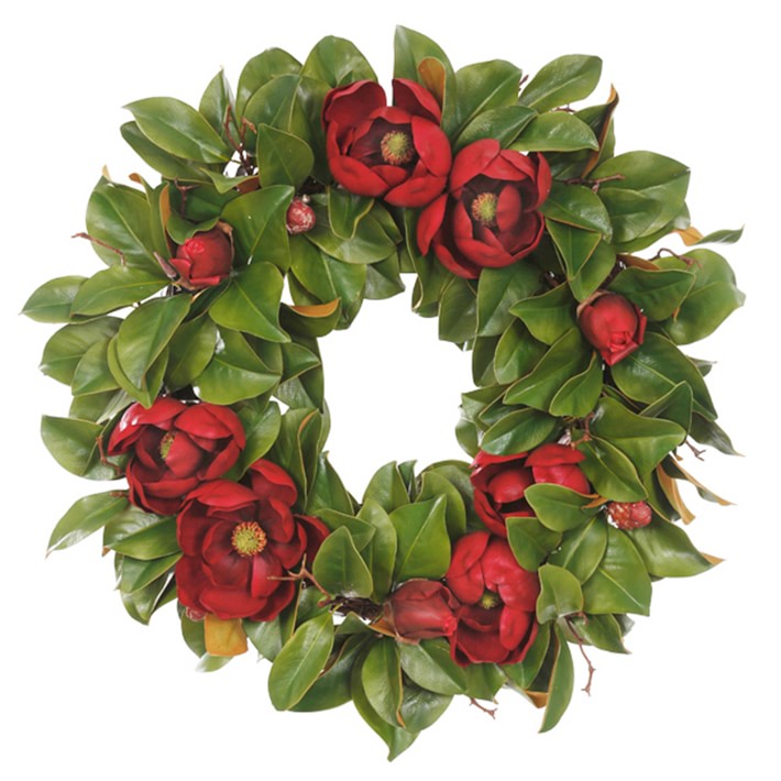 Faux Red MagnoliaWreath